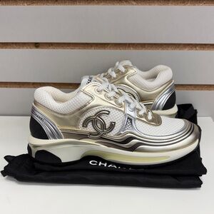 CHANEL Metallic CC Runner Sneakers